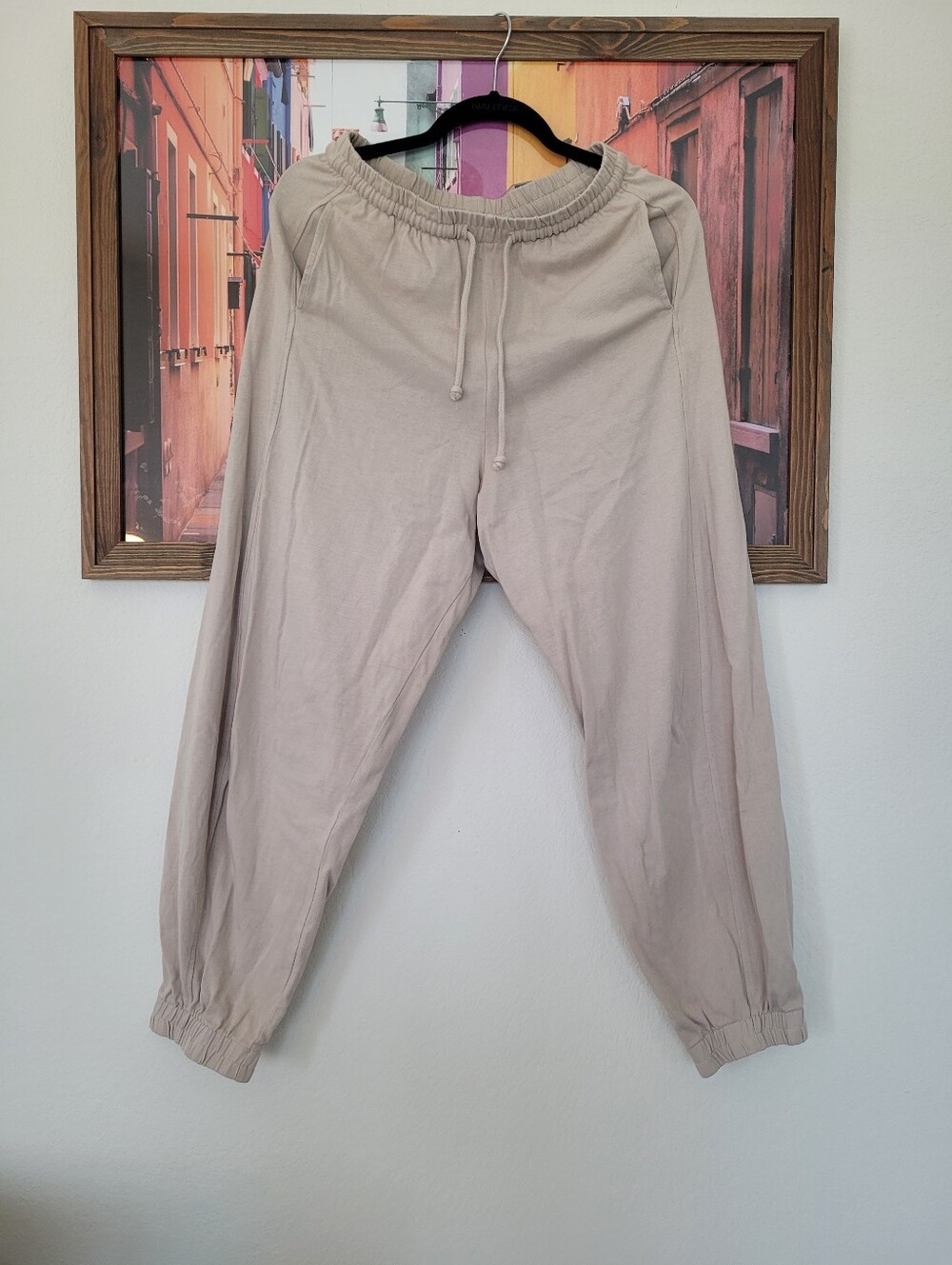 Zara Light Beige Cotton Joggers Soft Medium